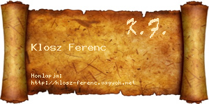 Klosz Ferenc névjegykártya