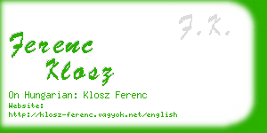 ferenc klosz business card